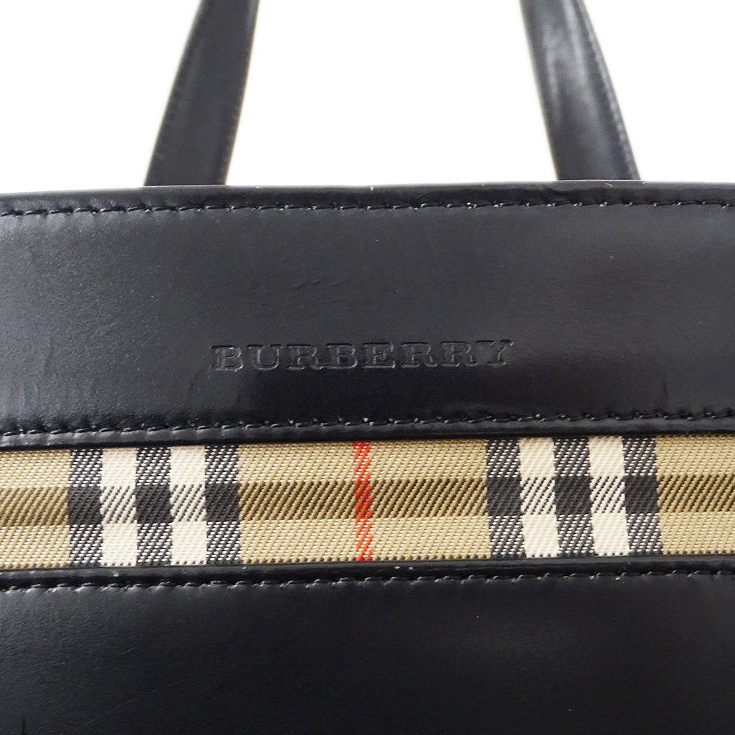 BURBERRY バーバリー ハンドバッグ ブラック レザー レディース 【中古】