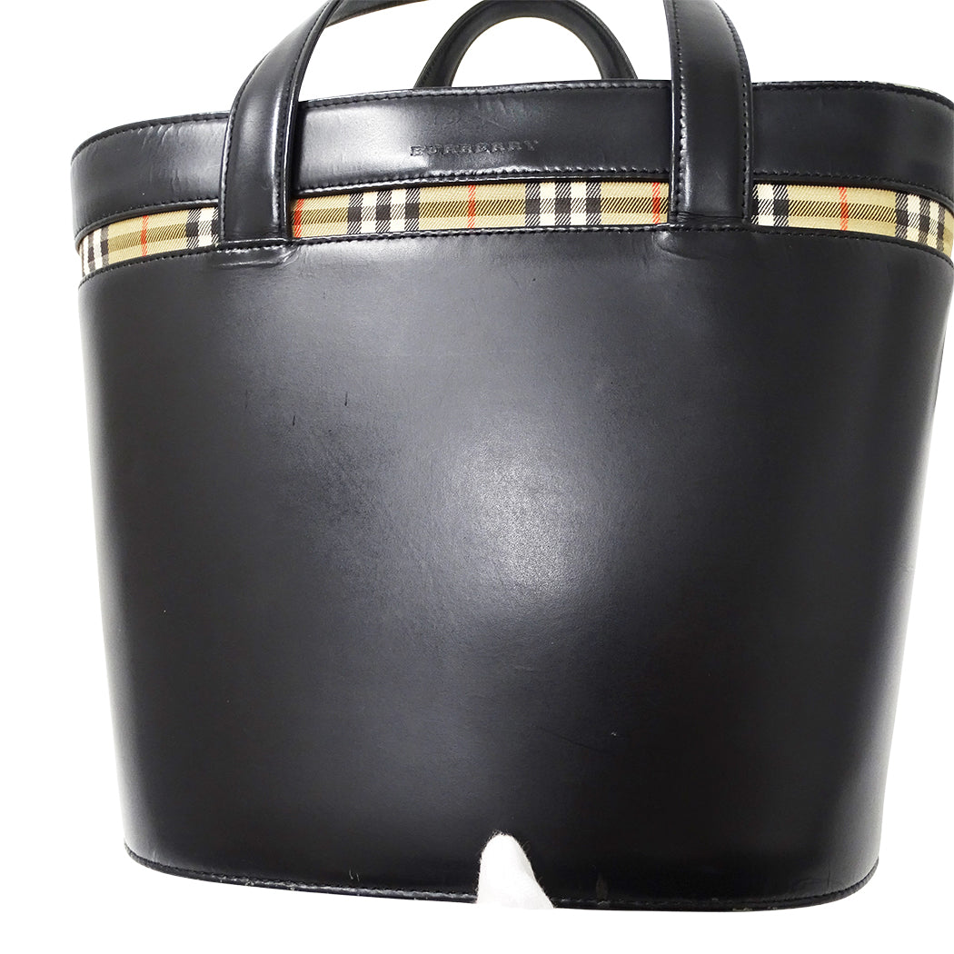 BURBERRY バーバリー ハンドバッグ ブラック レザー レディース 【中古】