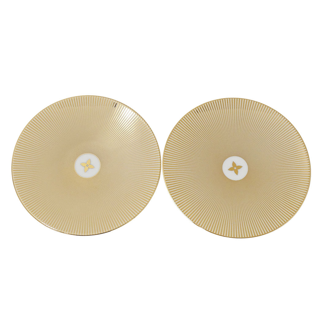 LOUIS VUITTON ルイ・ヴィトン Splendor Set Of 2 Bread Plates 食器 ゴールド ホワイト R95951 陶磁器 レディース メンズ 【中古】