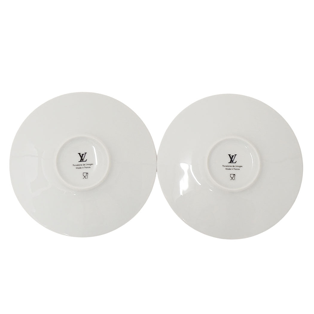 LOUIS VUITTON ルイ・ヴィトン Splendor Set Of 2 Bread Plates 食器 ゴールド ホワイト R95951 陶磁器 レディース メンズ 【中古】