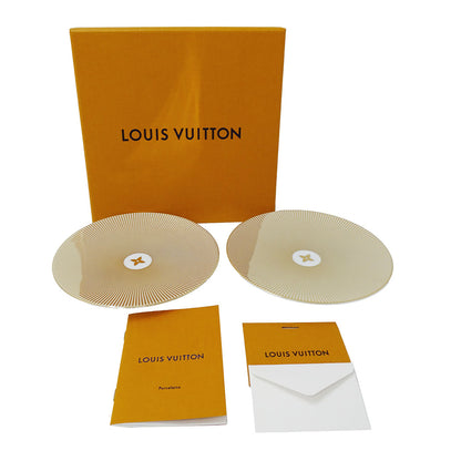 LOUIS VUITTON ルイ・ヴィトン Splendor Set Of 2 Bread Plates 食器 ゴールド ホワイト R95951 陶磁器 レディース メンズ 【中古】