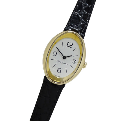 BVLGARI ブルガリ オーバル OV32G レディース 腕時計 750YG 18K レザー 磨き済み【中古】