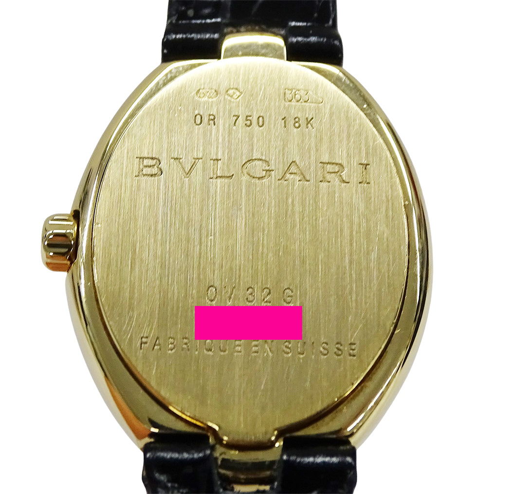 BVLGARI ブルガリ オーバル OV32G レディース 腕時計 750YG 18K レザー 磨き済み【中古】