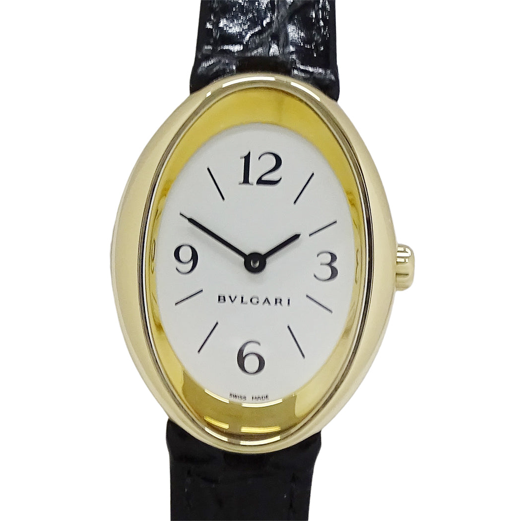 BVLGARI ブルガリ オーバル OV32G レディース 腕時計 750YG 18K レザー 磨き済み【中古】