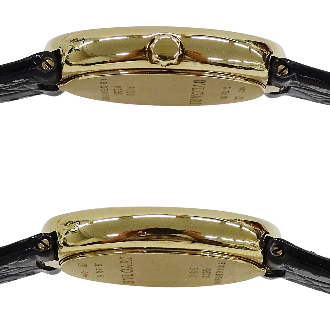 BVLGARI ブルガリ オーバル OV32G レディース 腕時計 750YG 18K レザー 磨き済み【中古】