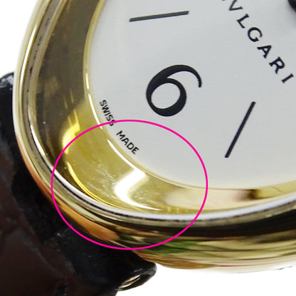 BVLGARI ブルガリ オーバル OV32G レディース 腕時計 750YG 18K レザー 磨き済み【中古】