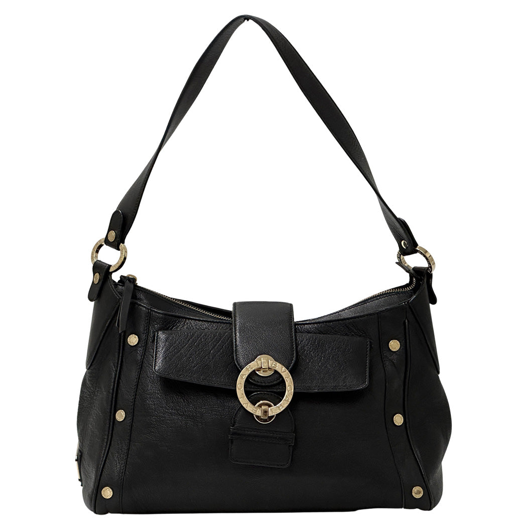 BVLGARI ブルガリ ショルダーバッグ チャンドラ ブラック ゴールド金具 レザー レディース 【中古】