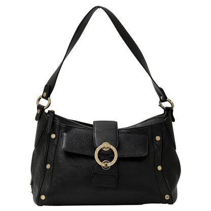 BVLGARI ブルガリ ショルダーバッグ チャンドラ ブラック ゴールド金具 レザー レディース 【中古】