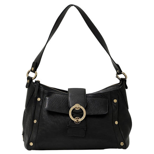BVLGARI ブルガリ ショルダーバッグ チャンドラ ブラック ゴールド金具 レザー レディース 【中古】