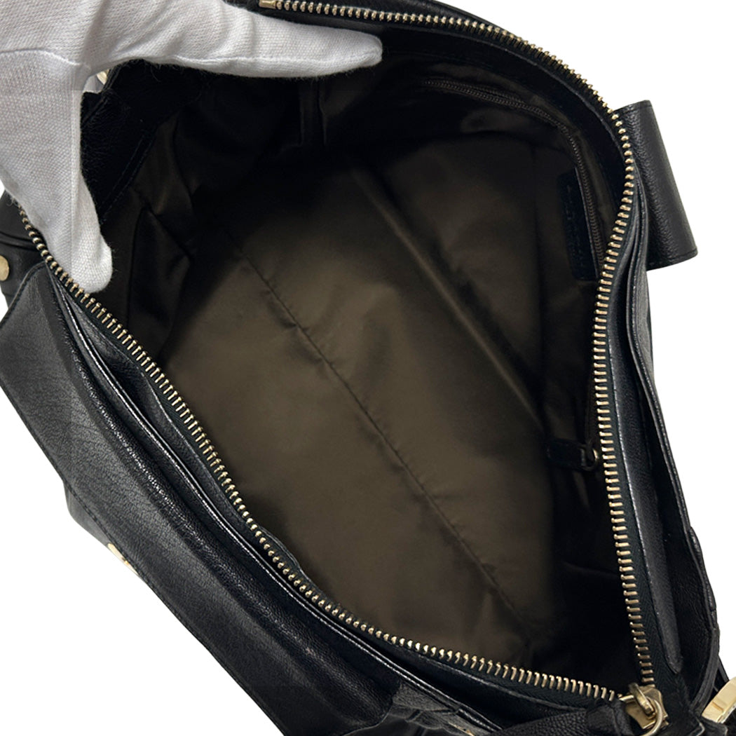 BVLGARI ブルガリ ショルダーバッグ チャンドラ ブラック ゴールド金具 レザー レディース 【中古】