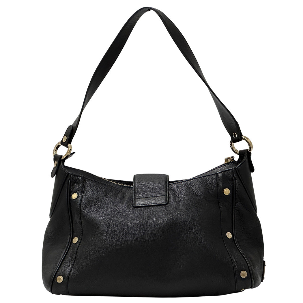 BVLGARI ブルガリ ショルダーバッグ チャンドラ ブラック ゴールド金具 レザー レディース 【中古】