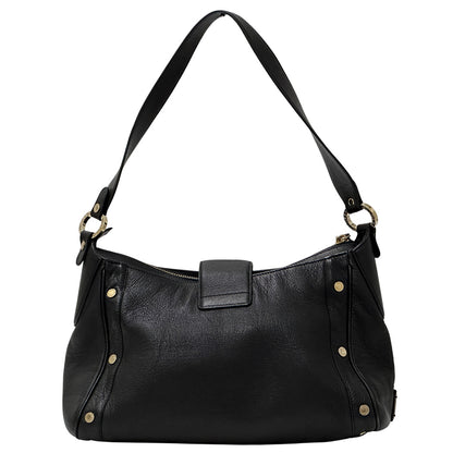 BVLGARI ブルガリ ショルダーバッグ チャンドラ ブラック ゴールド金具 レザー レディース 【中古】