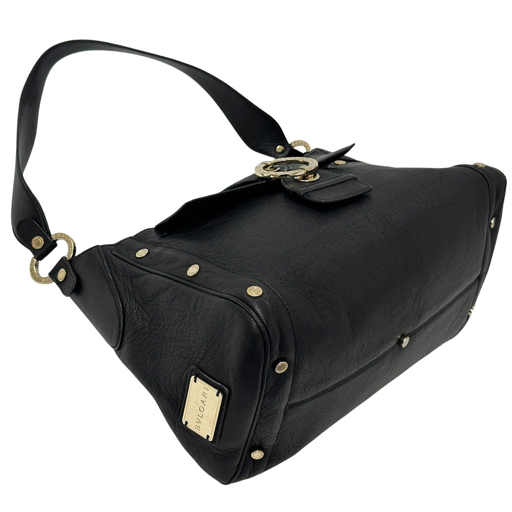 BVLGARI ブルガリ ショルダーバッグ チャンドラ ブラック ゴールド金具 レザー レディース 【中古】
