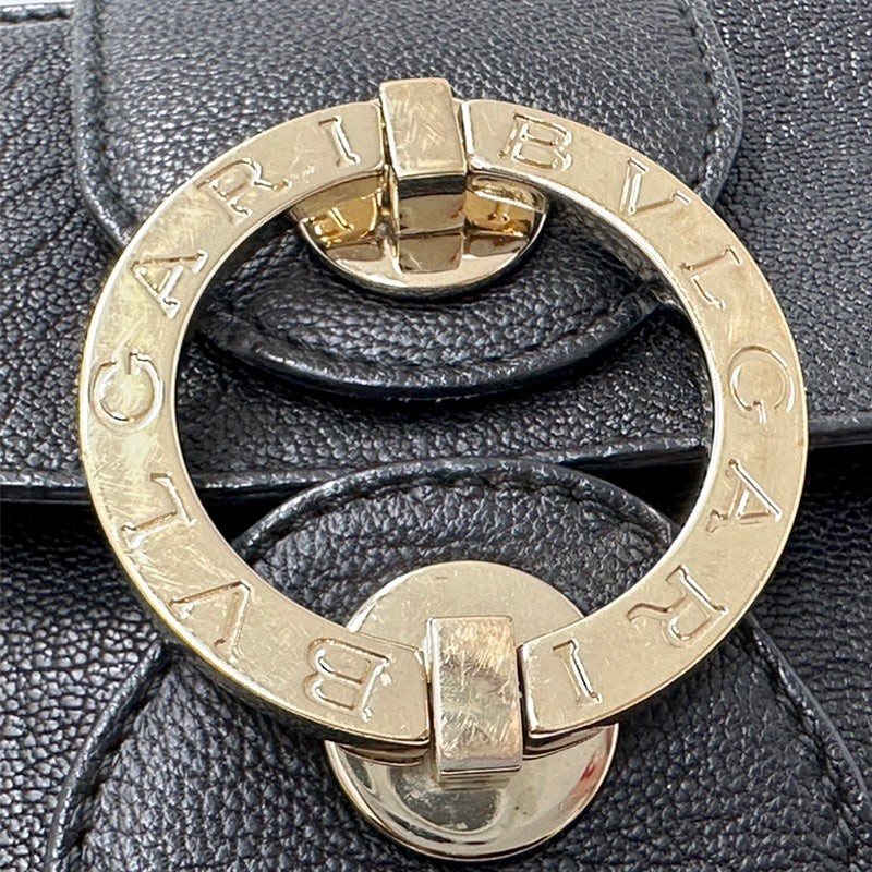 BVLGARI ブルガリ ショルダーバッグ チャンドラ ブラック ゴールド金具 レザー レディース 【中古】
