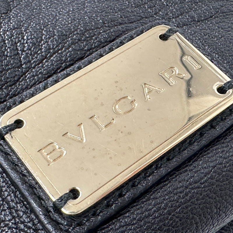 BVLGARI ブルガリ ショルダーバッグ チャンドラ ブラック ゴールド金具 レザー レディース 【中古】