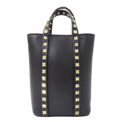 Valentino Garavani ヴァレンティノ・ガラヴァーニ 2wayバッグ ロックスタッズ ブラック ゴールド レザー レディース 【中古】