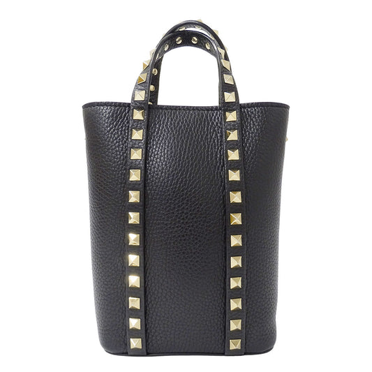 Valentino Garavani ヴァレンティノ・ガラヴァーニ 2wayバッグ ロックスタッズ ブラック ゴールド レザー レディース 【中古】