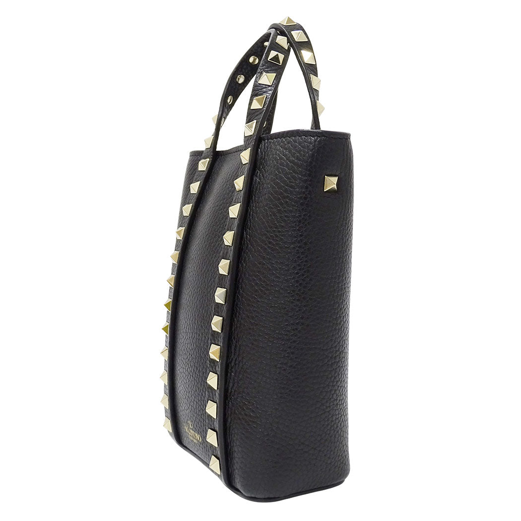 Valentino Garavani ヴァレンティノ・ガラヴァーニ 2wayバッグ ロックスタッズ ブラック ゴールド レザー レディース 【中古】