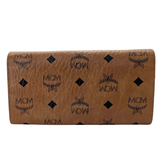 エム・シー・エム MCM ヴィセトス チェーンウォレット 長財布 コニャック ブラウン レザー レディース メンズ 【中古】