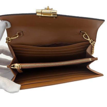 エム・シー・エム MCM ヴィセトス チェーンウォレット 長財布 コニャック ブラウン レザー レディース メンズ 【中古】