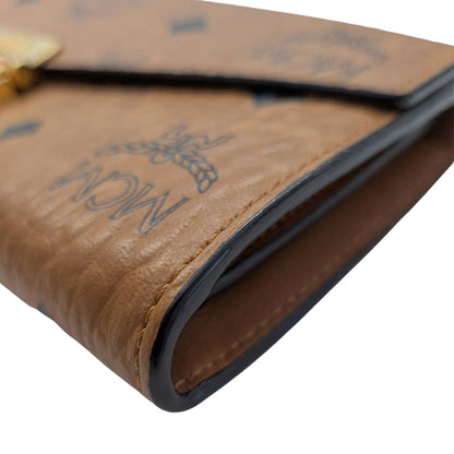 エム・シー・エム MCM ヴィセトス チェーンウォレット 長財布 コニャック ブラウン レザー レディース メンズ 【中古】