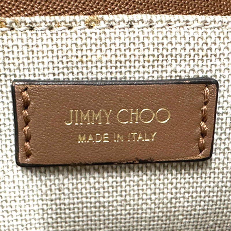 JIMMY CHOO ジミーチュウ 2wayバッグ アベニュー M ブラウン アイボリー キャンバス レザー レディース 【中古】