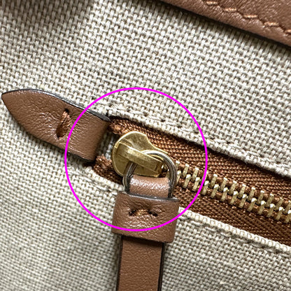 JIMMY CHOO ジミーチュウ 2wayバッグ アベニュー M ブラウン アイボリー キャンバス レザー レディース 【中古】