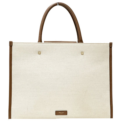 JIMMY CHOO ジミーチュウ 2wayバッグ アベニュー M ブラウン アイボリー キャンバス レザー レディース 【中古】