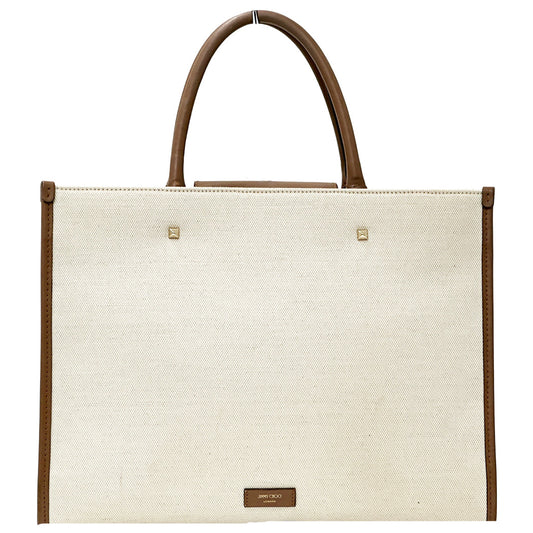 JIMMY CHOO ジミーチュウ 2wayバッグ アベニュー M ブラウン アイボリー キャンバス レザー レディース 【中古】