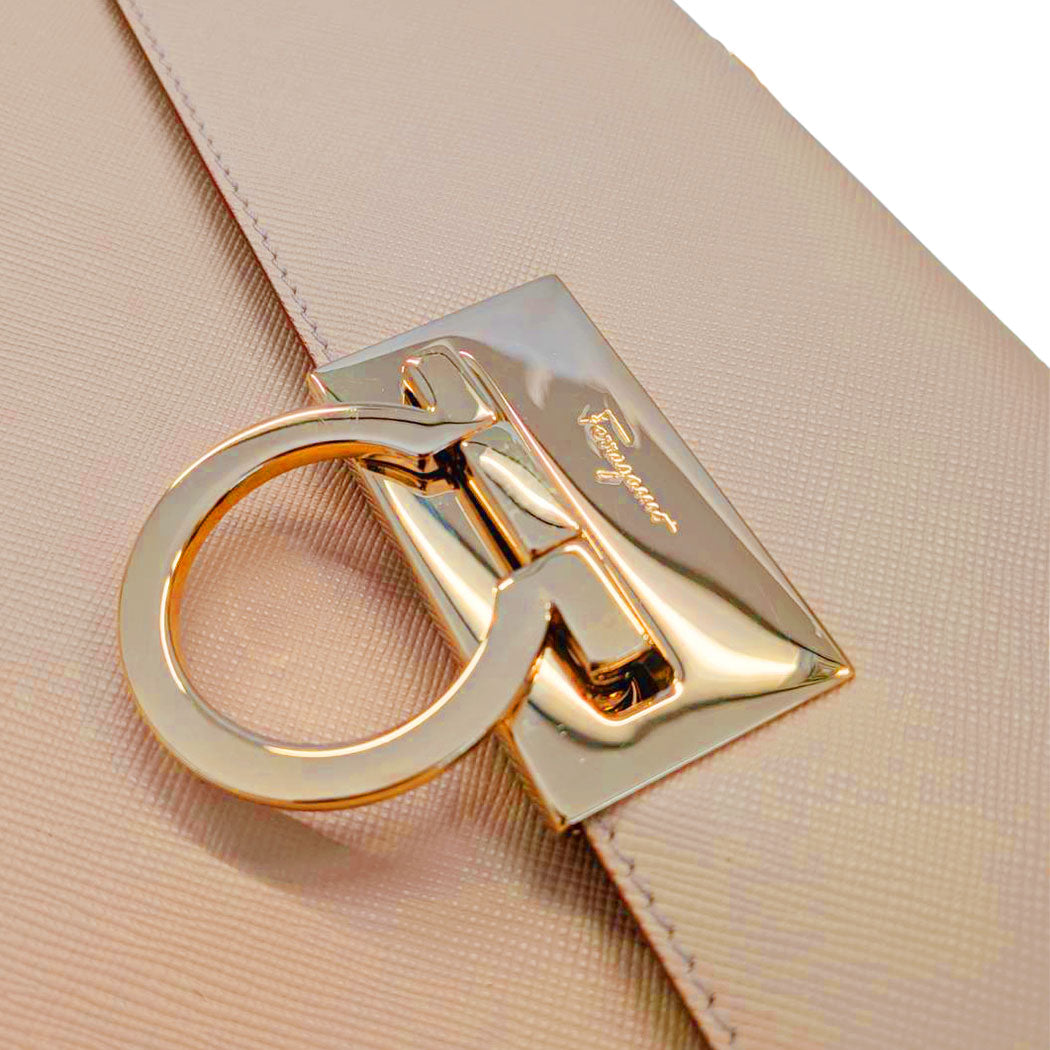 Ferragamo フェラガモ 2wayバッグ ガンチーニ ベージュ ゴールド BA-210290 レザー レディース 【中古】