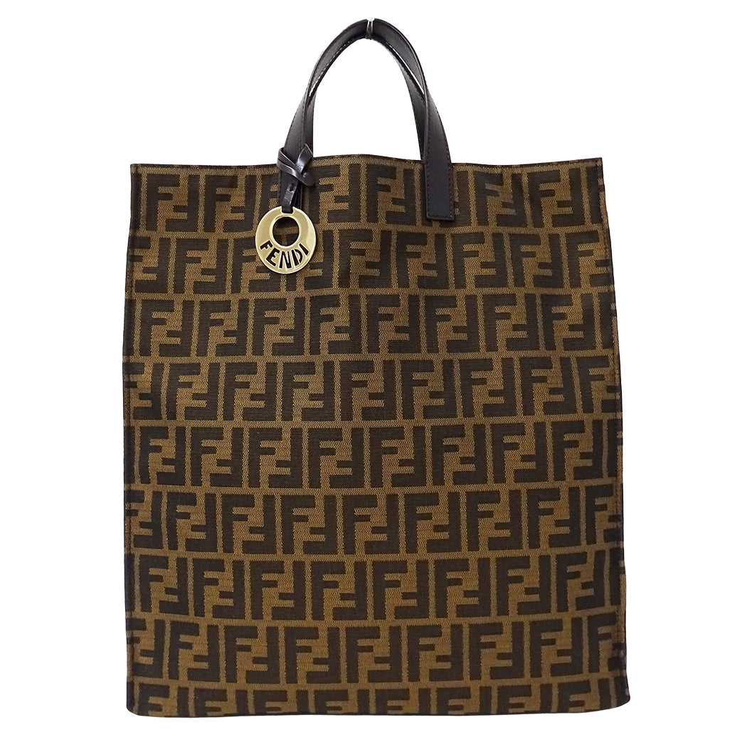 FENDI フェンディ トートバッグ ズッカ ブラウン 8BH173 キャンバス レディース 【中古】
