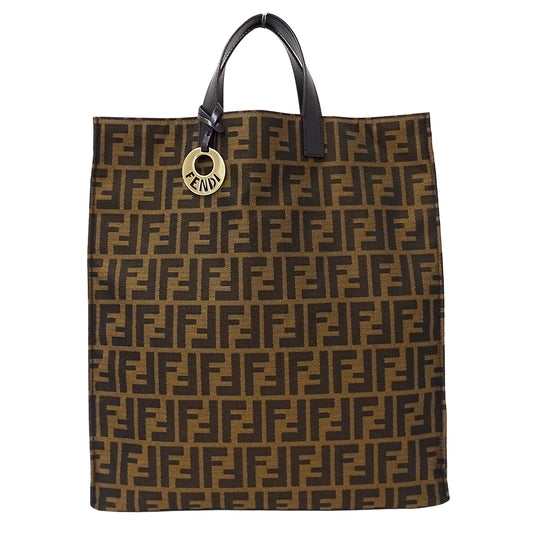 FENDI フェンディ トートバッグ ズッカ ブラウン 8BH173 キャンバス レディース 【中古】