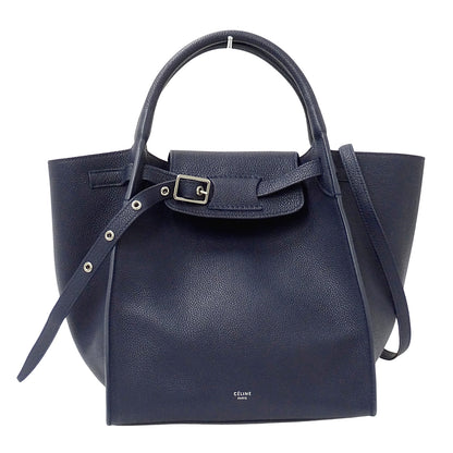 CELINE セリーヌ ビッグバッグ スモール ウィズ ロングストラップ 2wayバッグ ネイビー カーフ レディース 【中古】