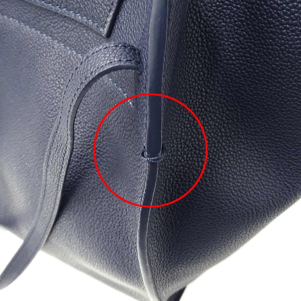 CELINE セリーヌ ビッグバッグ スモール ウィズ ロングストラップ 2wayバッグ ネイビー カーフ レディース 【中古】