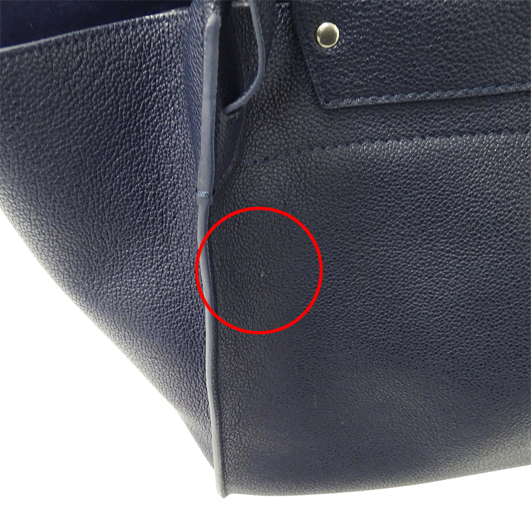 CELINE セリーヌ ビッグバッグ スモール ウィズ ロングストラップ 2wayバッグ ネイビー カーフ レディース 【中古】