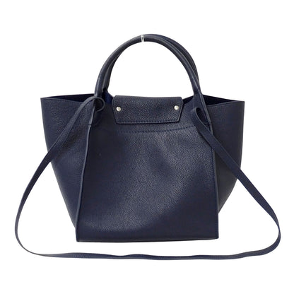 CELINE セリーヌ ビッグバッグ スモール ウィズ ロングストラップ 2wayバッグ ネイビー カーフ レディース 【中古】
