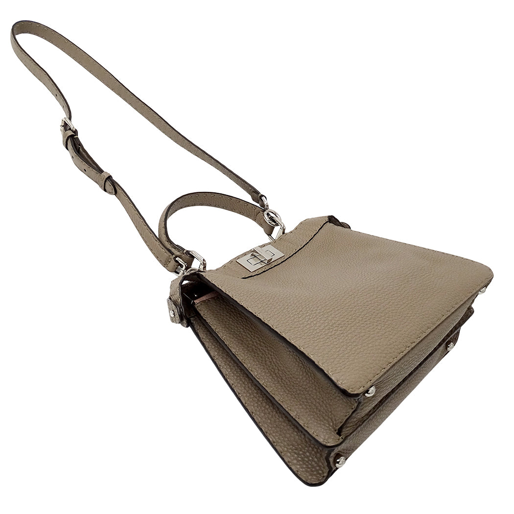 FENDI フェンディ セレリア ピーカブー アイシーユー ミディアム 2wayバッグ グレージュ 8BN321 レザー レディース 【中古】