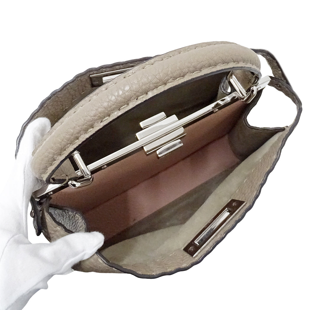 FENDI フェンディ セレリア ピーカブー アイシーユー ミディアム 2wayバッグ グレージュ 8BN321 レザー レディース 【中古】