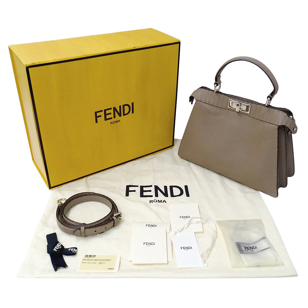 FENDI フェンディ セレリア ピーカブー アイシーユー ミディアム 2wayバッグ グレージュ 8BN321 レザー レディース 【中古】