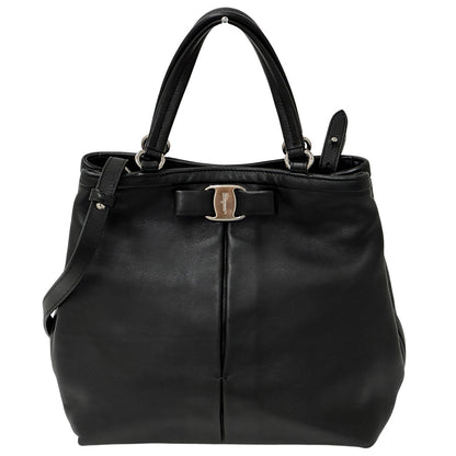 Ferragamo フェラガモ 2wayバッグ ヴァラリボン ブラック レザー レディース 【中古】