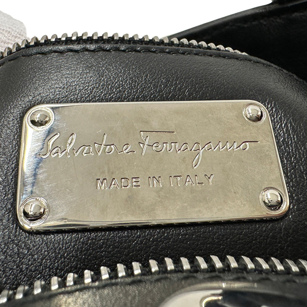 Ferragamo フェラガモ 2wayバッグ ヴァラリボン ブラック レザー レディース 【中古】
