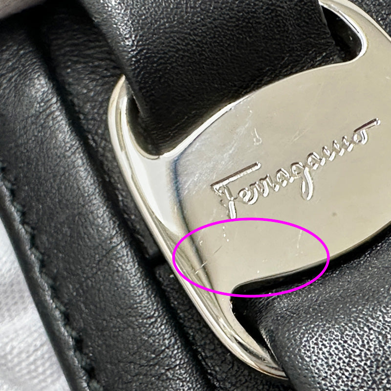 Ferragamo フェラガモ 2wayバッグ ヴァラリボン ブラック レザー レディース 【中古】