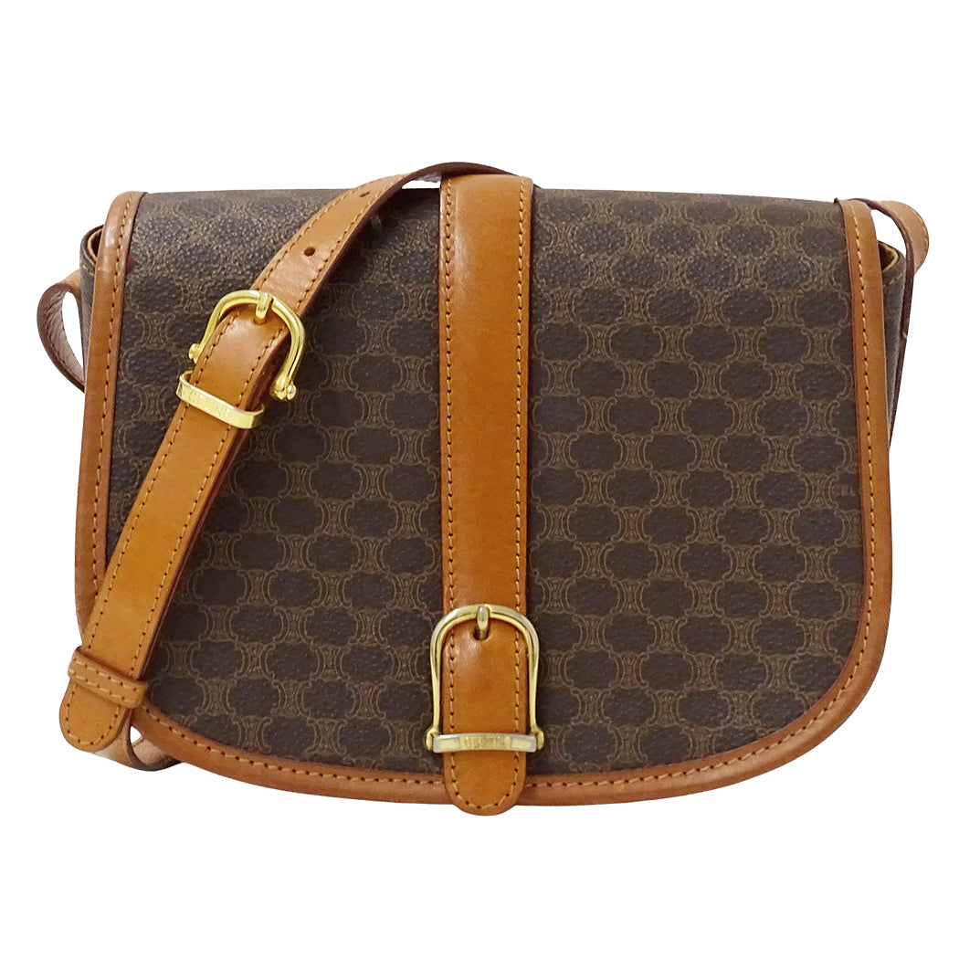 CELINE セリーヌ ショルダーバッグ マカダム ブラウン PVC レディース 【中古】