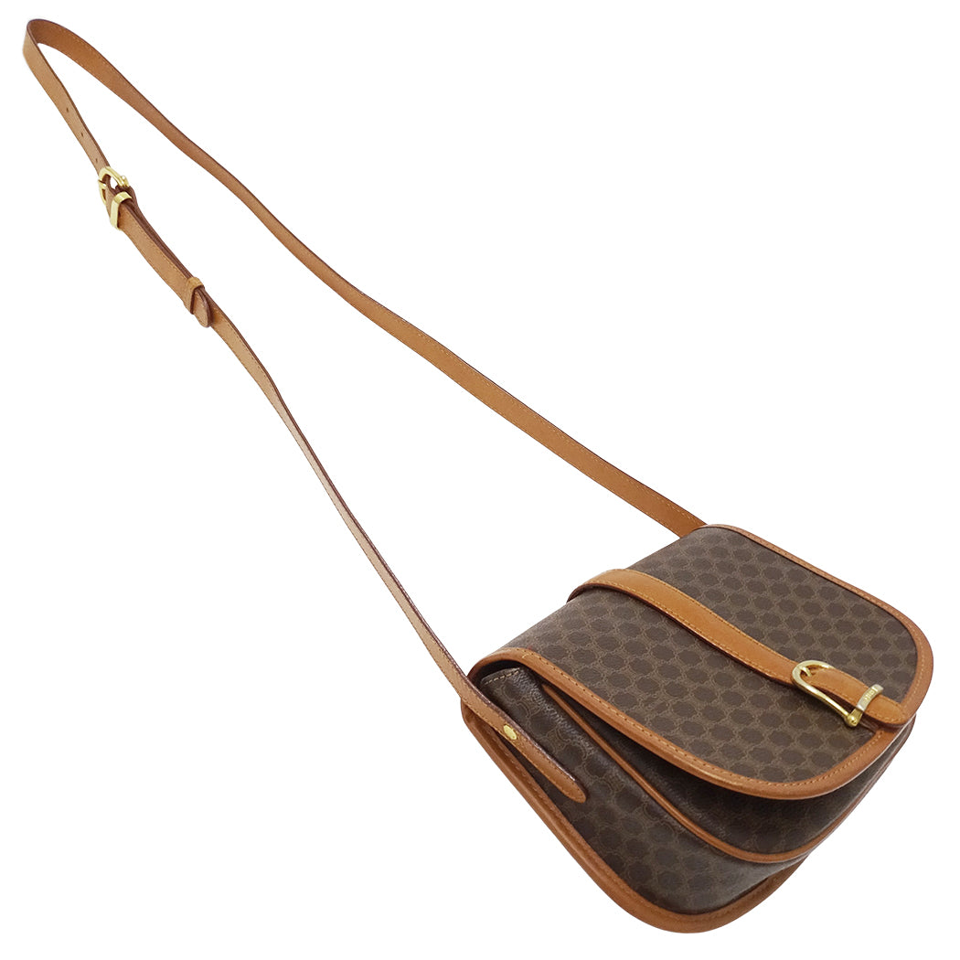 CELINE セリーヌ ショルダーバッグ マカダム ブラウン PVC レディース 【中古】