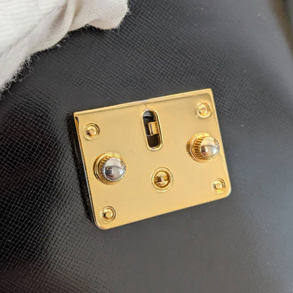 VERSACE ヴェルサーチ バニティ ハンドバッグ ブラック レザー レディース 【中古】