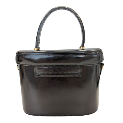VERSACE ヴェルサーチ バニティ ハンドバッグ ブラック レザー レディース 【中古】