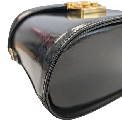 VERSACE ヴェルサーチ バニティ ハンドバッグ ブラック レザー レディース 【中古】