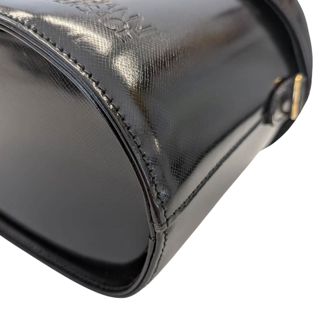 VERSACE ヴェルサーチ バニティ ハンドバッグ ブラック レザー レディース 【中古】