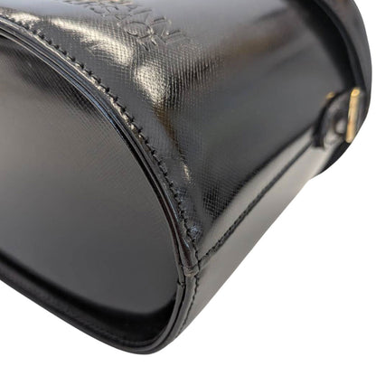 VERSACE ヴェルサーチ バニティ ハンドバッグ ブラック レザー レディース 【中古】