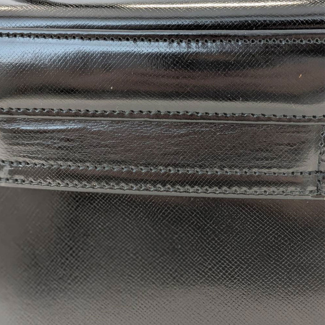 VERSACE ヴェルサーチ バニティ ハンドバッグ ブラック レザー レディース 【中古】